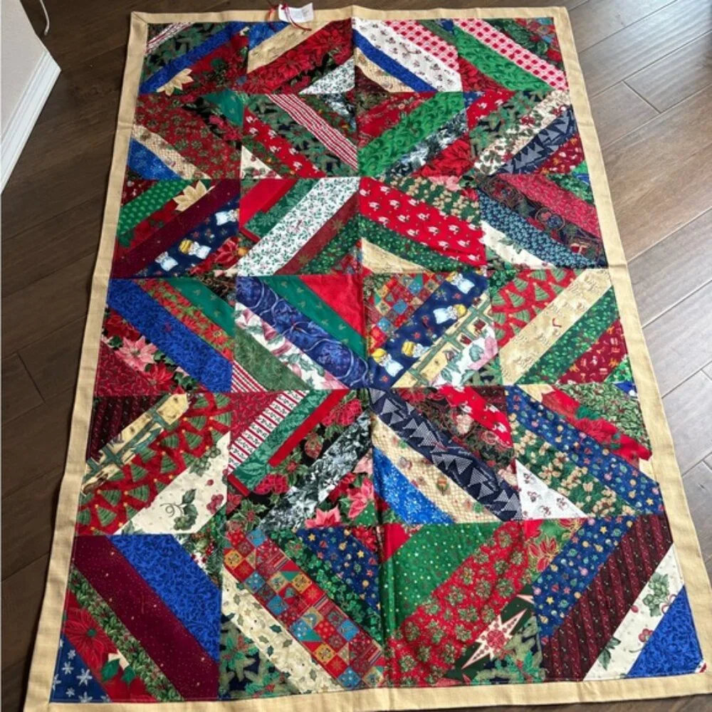 Christmas Quilt-Handmade patchwork with vibrant,multi-colored design.